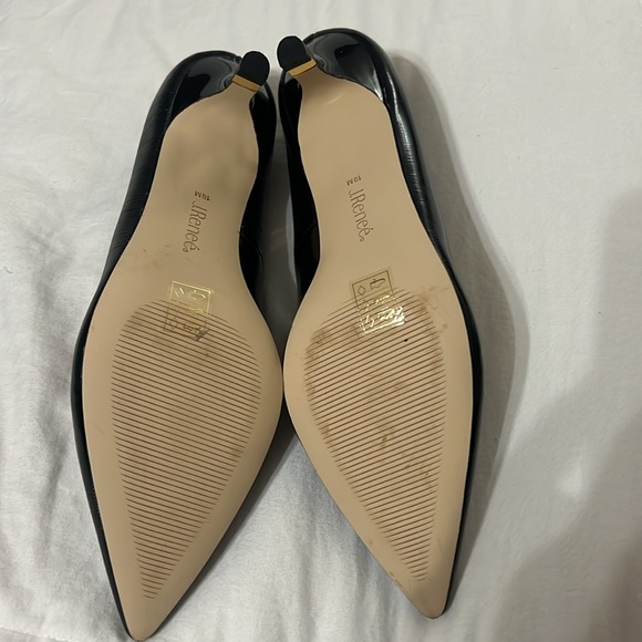 J. Renee Black Braidy Crinkle Patent Leather Dress Pumps Womens 10 - Picture 4 of 7